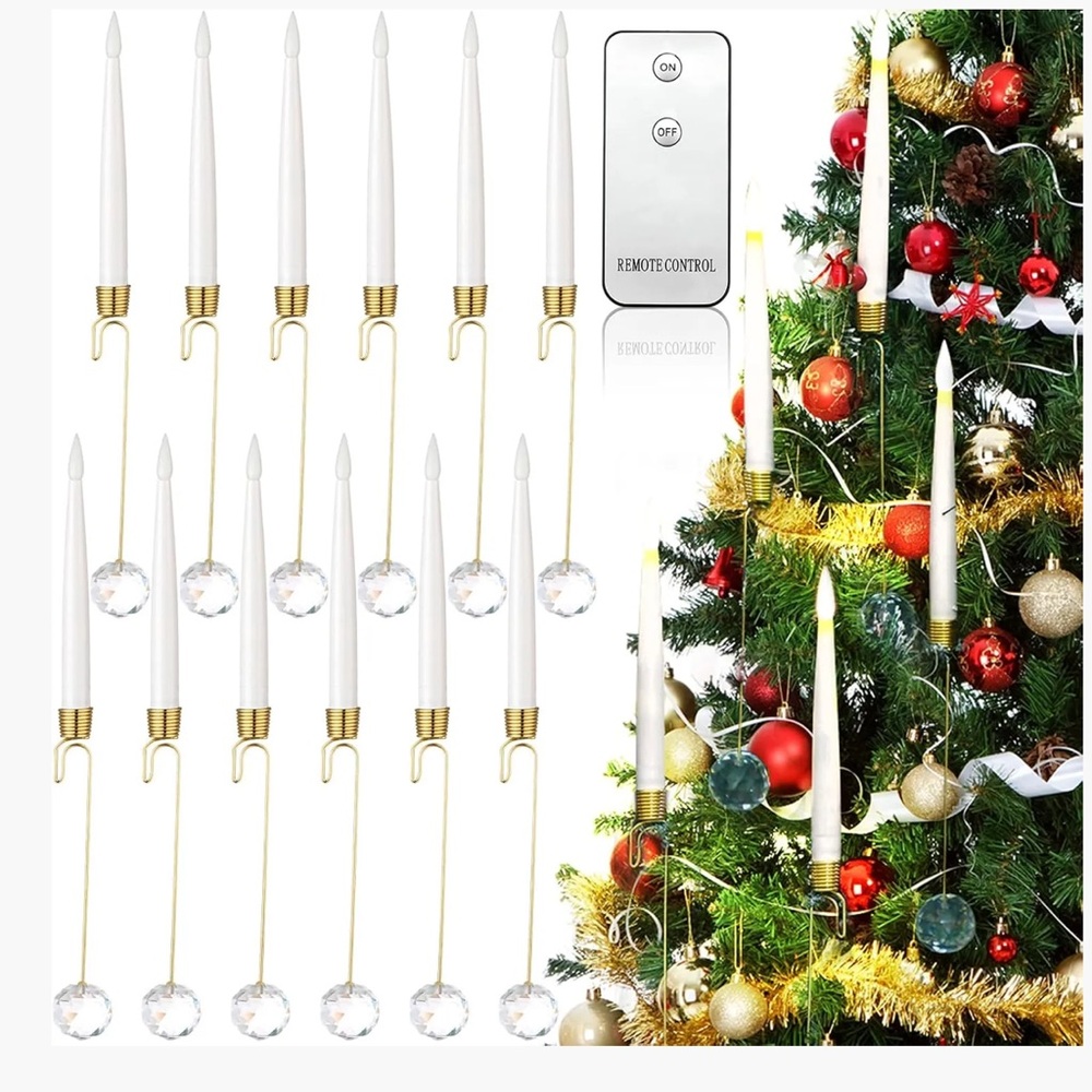 NIB twelve (12) flameless Christmas tree candles with dangling snowflakes ❄️ - Picture 9 of 13